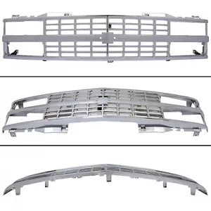 HECASA クローム グリル 88-93 シボレー C K 1500 2500 3500 デュアルヘッドライト挿入付き HECASA Chrome Grille For 88-93 Chevy C K 1500 2500 3500 W/ Insert Dual Headlight