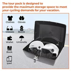 42L トランク荷物テールボックスツアーパックパックバックレストツーリングクルーザーオートバイ用 42L Trunk Luggage Tail Box Tour Pak Pack Backrest For Touring Cruiser Motorcycle