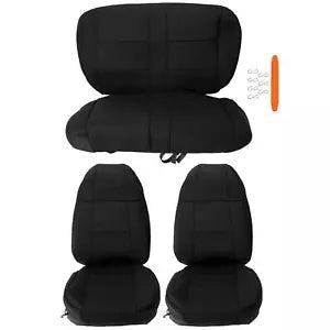 ブラック フロント & リア シート カバー ネオプレン 1991-1995 ジープラングラー YJ 4WD セット用 Black Front & Rear Seat Covers Neoprene For 1991-1995 Jeep Wrangler YJ 4WD SET