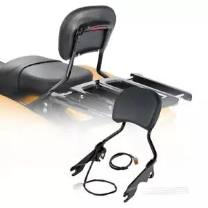 lovethismoto Upright Backrest Sissy Bar w/Pad & Tail Brake Light Fit For Harley Touring 09-13