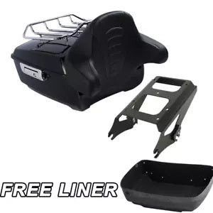 キングトランク バックレスト パッド ラック ブラック マウント ハーレー ツーリング グライド 2009-2013 用 King Trunk Backrest Pad Rack Black Mount Fit For Harley Touring Glide 2009-2013