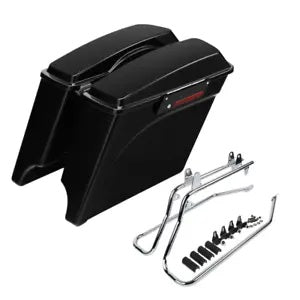 ブラック 5インチ ストレッチサドルバッグ変換ブラケット ハーレーソフテイル ファットボーイ 84-17用 Black 5"Stretched Saddlebags Conversion Brackets For Harley Softail Fatboy 84-17