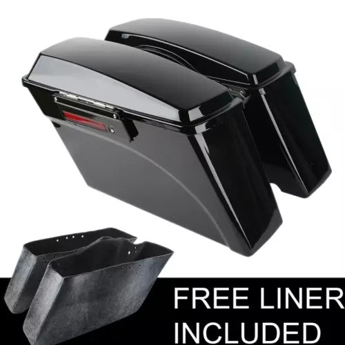 ビビッドブラックハードサドルバッグトランクフィットハーレーヘリテージソフテイルデラックス1984-17 Vivid Black Hard Saddlebags Trunk Fit For Harley Heritage Softail Deluxe 1984-17