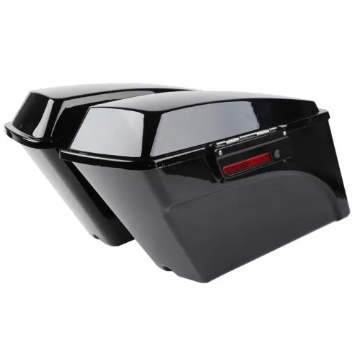 ビビッドブラックハードサドルバッグトランクフィットハーレーヘリテージソフテイルデラックス1984-17 Vivid Black Hard Saddlebags Trunk Fit For Harley Heritage Softail Deluxe 1984-17