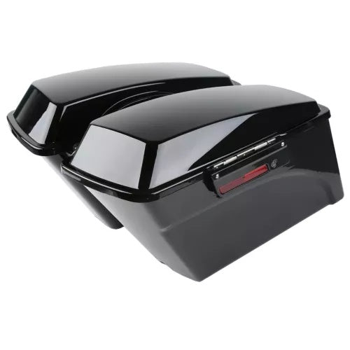 ビビッドブラックハードサドルバッグトランクフィットハーレーヘリテージソフテイルデラックス1984-17 Vivid Black Hard Saddlebags Trunk Fit For Harley Heritage Softail Deluxe 1984-17