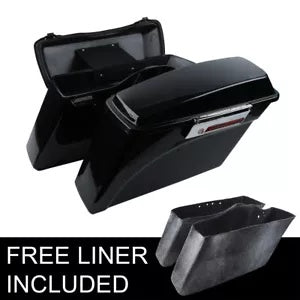 ビビッドブラックハードサドルバッグハーレーソフテイルデラックススタンダードファットボーイ84-17に適合 Vivid Black Hard Saddlebags Fit For Harley Softail Deluxe Standard Fatboy 84-17