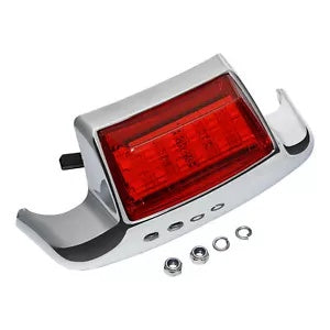 レッドレンズクロームリアフェンダーチップライトハーレーウルトラクラシックエレクトラグライドに適合 Red Lens Chrome Rear Fender Tip Light Fit For Harley Ultra Classic Electra Glide
