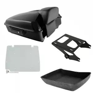 みじん切りトランク ブラック マウント ラック プレート ハーレー ツアーパック ツーリング ロードキング 14-24用 Chopped Trunk Black Mount Rack Plate For Harley Tour Pak Touring Road King 14-24