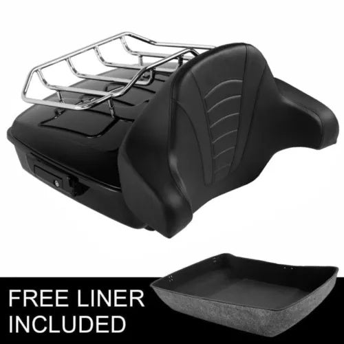 ブラックみじん切りトランクバックレスト荷物ラックハーレーツーリングツアーパック14-24に適合 Black Chopped Trunk Backrest Luggage Rack Fit For Harley Touring Tour Pak 14-24