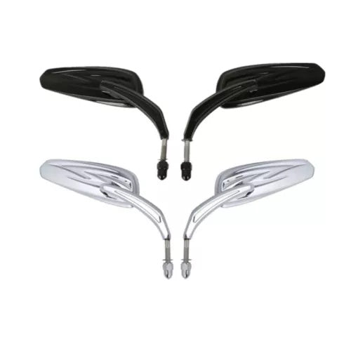 テーパートライバルリアビューミラーハーレーツーリングロードグライドに適合クローム/ブラック Tapered Tribal Rear View Mirrors Fit For Harley Touring Road Glide Chrome/Black