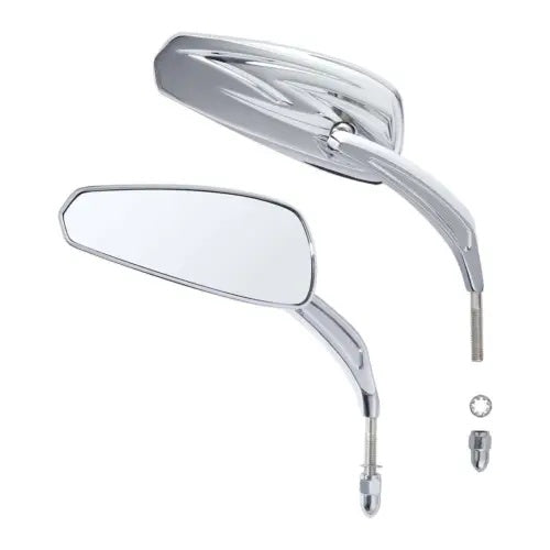 テーパートライバルリアビューミラーハーレーツーリングロードグライドに適合クローム/ブラック Tapered Tribal Rear View Mirrors Fit For Harley Touring Road Glide Chrome/Black