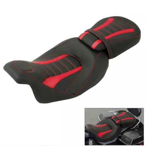 運転席&助手席 ハーレーツーリングストリートグライド 2009-2023 ブラックレッドに適合 Driver & Passenger Seats Fit For Harley Touring Street Glide 2009-2023 Black Red