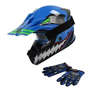 ユース ATV ヘルメット ゴーグル グローブ DOT フルフェイス オフロード モトクロス オートバイ ブルー Youth ATV Helmet Goggles Gloves DOT Full Face Off-Road Motocross Motorcycle Blue
