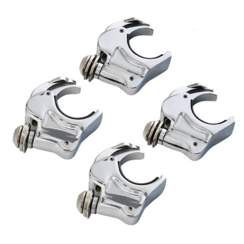 39 ミリメートル 4 個クロームフロントガラスフロントガラスクランプハーレースポーツスター XL に適合 39mm 4PCS Chrome Front Windshield Windscreen Clamps Fit For Harley Sportster XL