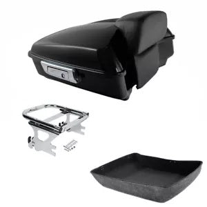 ブラックチョップドパックトランクバックレストマウントはハーレーツアーパックツーリング97-2008に適合 Black Chopped Pack Trunk Backrest Mount Fits For Harley Tour Pak Touring 97-2008