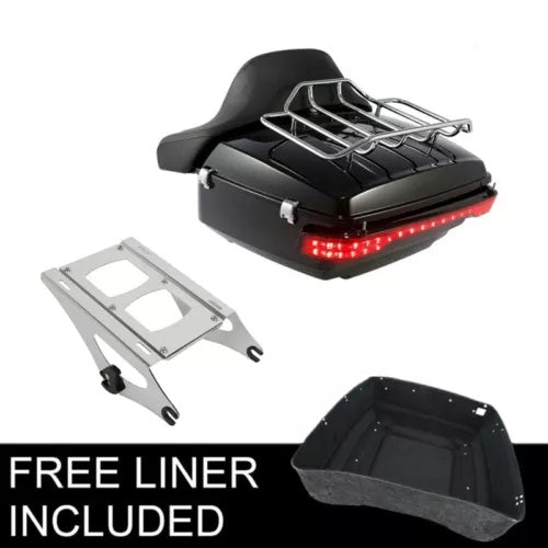 King Luggage トランクパッド & LED テールライト ハーレーツアーパックロードグライド 14-24 に適合 King Luggage Trunk Pad & LED Tail Light Fit For Harley Tour Pak Road Glide 14-24