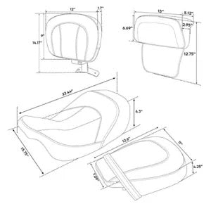 運転席&助手席バックレストパッド ハーレーストリートロードグライド2014-2023に適合 Driver & Passenger Seats Backrest Pad Fit For Harley Street Road Glide 2014-2023