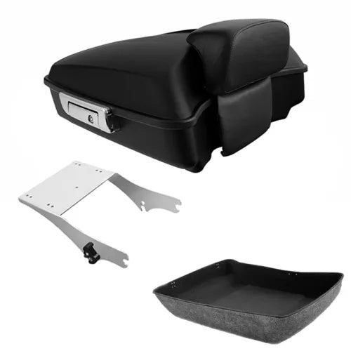マットブラックチョップドトランクパッドマウント ハーレーツアーパックロードキング1997-2008に適合 Matte Black Chopped Trunk Pad Mount Fit For Harley Tour Pak Road King 1997-2008