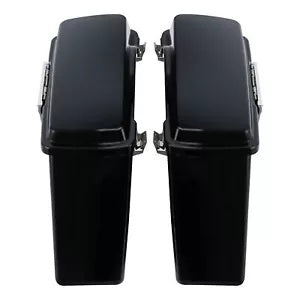 マットブラックサドルバッグ クロームラッチ付き ハーレーツーリングロードキング 94-13用 Matte Black Saddlebags w/ Chrome Latche Fit For Harley Touring Road King 94-13