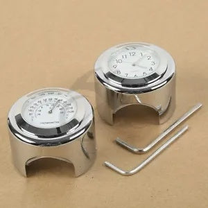 7/8 "1" ハンドルバークロームダイヤル時計温度計スズキ GS VS チョッパー 7/8" 1" Handlebar Chrome Dial Clock Temp Thermometer For Suzuki GS VS Chopper