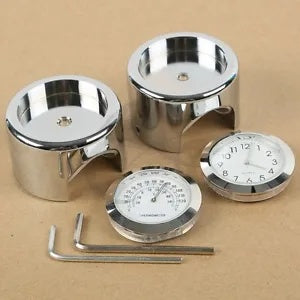 7/8 "1" ハンドルバークロームダイヤル時計温度計スズキ GS VS チョッパー 7/8" 1" Handlebar Chrome Dial Clock Temp Thermometer For Suzuki GS VS Chopper