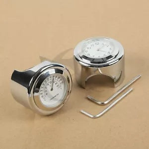7/8 "1" ハンドルバークロームダイヤル時計温度計スズキ GS VS チョッパー 7/8" 1" Handlebar Chrome Dial Clock Temp Thermometer For Suzuki GS VS Chopper
