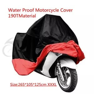 防水耐熱バイク収納カバー サイズ XXXL 265x105x125cm ブラック レッド Waterproof Heatproof Motorcycle Storage Cover Size XXXL 265x105x125cm Black Red