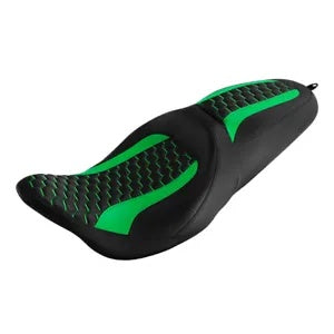 ブラック グリーン ライダー & パッセンジャーシート ハーレー ツーリング ストリート グライド 2009-2023 に適合 Black Green Rider & Passenger Seat Fit For Harley Touring Street Glide 2009-2023