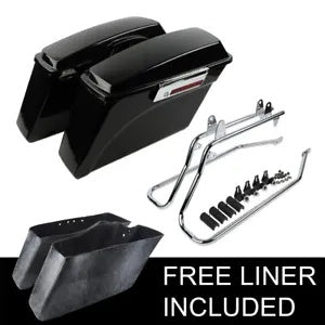 ブラックハードサドルバッグクローム変換ブラケットハーレーソフテイル 1984-2017 に適合 Black Hard Saddlebags Chrome Conversion Bracket Fit For Harley Softail 1984-2017