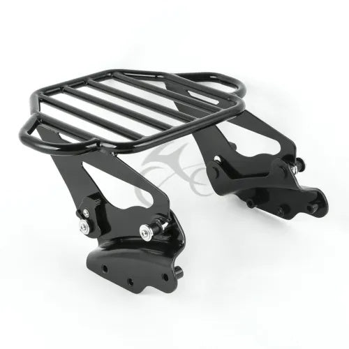 ブラック ツーアップ 荷物ラック + 4 点ドッキング ハーレー エレクトラグライド 2009-13 用 Black Two Up Luggage Rack + 4 Point Docking Fit For Harley Electra Glide 2009-13