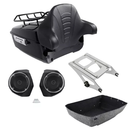 キングパック トランクラック バックレストスピーカー ハーレーツアーパックツーリング 2014-2024 に適合 King Pack Trunk Rack Backrest Speakers Fit For Harley Tour Pak Touring 2014-2024