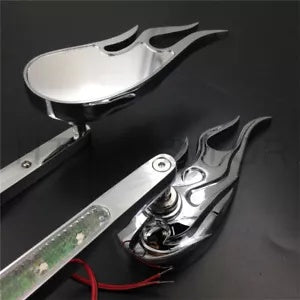 炎 LED ターンシグナル統合ミラーすべてのヤマハクルーザーロイヤルスターに適合 Flame LED Turn Signal Integrate Mirrors Fit all Yamaha Cruiser Royal Star