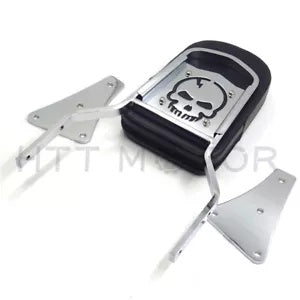 クローム スカル バックレスト シーシーバー レザーパッド付き 86-13 カワサキ バルカン 1500用 Chrome SKULL Backrest Sissy Bar With Leather Pad For 86-13 Kawasaki Vulcan 1500