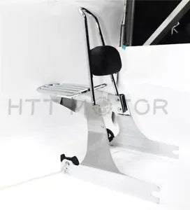 乗客取り外し可能なシーシーバーバックレスト荷物ラックハーレーダイナ 02-05 クローム Passenger Detachable sissybar backrest luggage rack For Harley Dyna 02-05 Chrome