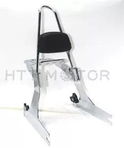乗客取り外し可能なシーシーバーバックレスト荷物ラックハーレーダイナ 02-05 クローム Passenger Detachable sissybar backrest luggage rack For Harley Dyna 02-05 Chrome