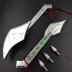 ダイヤモンドシェイプ LED ターンシグナルミラー ハーレー ソフテイル ツーリング ダイナ スポーツスター XL に適合 Diamon Shape LED Turn Signal Mirror Fit Harley Softail Touring Dyna Sportster XL