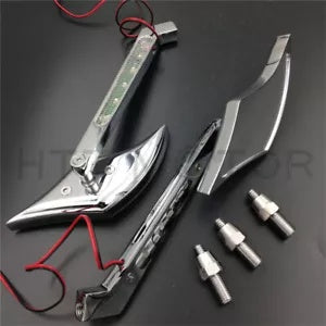 ダイヤモンドシェイプ LED ターンシグナルミラー ハーレー ソフテイル ツーリング ダイナ スポーツスター XL に適合 Diamon Shape LED Turn Signal Mirror Fit Harley Softail Touring Dyna Sportster XL