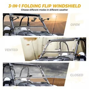 フリップアップ 3-IN-1 スプリットフロントガラスウィンドウ Polaris RZR XP 1000 Turbo 4 2019-23用 Flip Up 3-IN-1 Split Windshield Window for Polaris RZR XP 1000 Turbo 4 2019-23