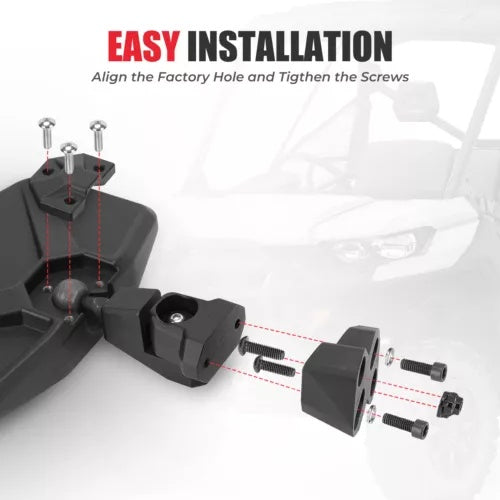 左右サイドミラー 2 個 Can Am Defender HD5 /8/10 MAX 2017-2022 用 2PCS Left and Right Side Mirrors For Can Am Defender HD5 /8/10 MAX 2017-2022