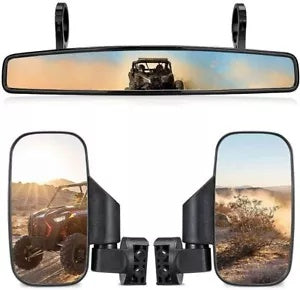 UTV リアサイド&センターミラーセット 1.75インチ ロールバー ポラリス RZR 570/900/XP 1000用 UTV Rear Side&Center Mirrors Set 1.75" Roll Bar For Polaris RZR 570/900/XP 1000