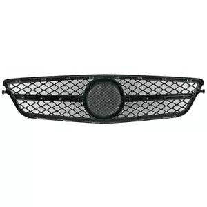 botjj Front Grille New For Mercedes Benz C63 C-Class W204 2008-2013 Chrome Black Grill