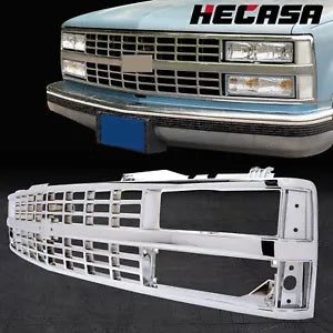 HECASA クローム グリル 88-93 シボレー C K 1500 2500 3500 デュアルヘッドライト挿入付き HECASA Chrome Grille For 88-93 Chevy C K 1500 2500 3500 W/ Insert Dual Headlight