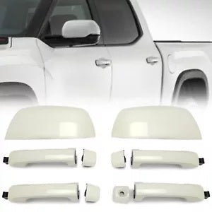 トヨタ タンドラ セコイア 2011-19 ホワイトミラーカバー & ドアハンドルフルセット用 For Toyota Tundra Sequoia 2011-19 White Mirror Covers & Door Handle Full Set