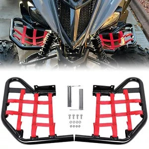 ナーフバー ヤマハ ラプター 700 700R YFM700R YFM700RSE ブラックバーとレッドネット Nerf Bars For Yamaha Raptor 700 700R YFM700R YFM700RSE Black Bar With Red Nets