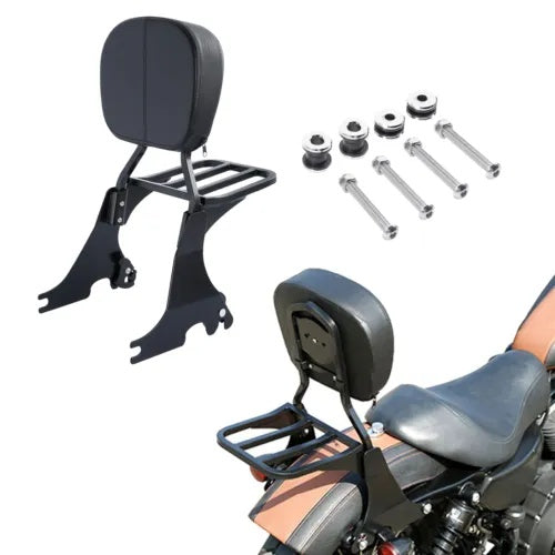 lovethismoto Low Backrest Sissy Bar Luggage Rack +Docking Kit Fit For Harley Sportster 04-22