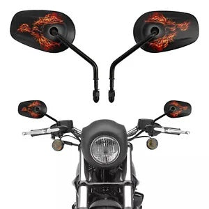 lovethismoto Rear View Mirrors Fit For Harley Fat Boy FLSTF Road King FLHR Street Bob FXDB