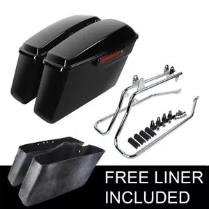 ハードサドルバッグサドルバッグハーレーソフテイル 84-17 変換ブラケット付き Hard Saddle Bags Saddlebags Fit For Harley Softail 84-17 W/Conversion Brackets