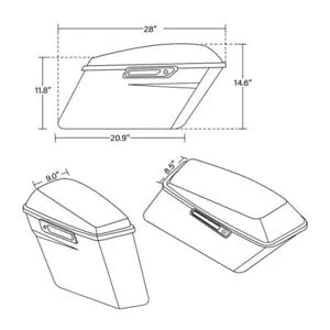 ハードサドルバッグトランク ラッチキー付き ハーレーツーリングエレクトラグライド1993-13に適合 Hard Saddle Bags Trunk W/ Latch key Fit For Harley Touring Electra Glide 1993-13