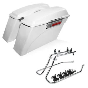 ハーレー ソフテイル スプリンガー 1984-17 用ホワイト ハード サドルバッグ & 変換ブラケット White Hard Saddlebags & Conversion Bracket For Harley Softail Springer 1984-17