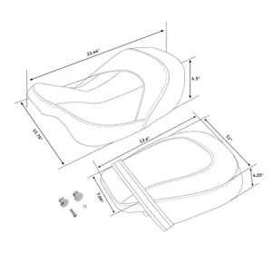 ハーレーツーリングエレクトラグライドウルトラリミテッド09-23用運転席&助手席ジェルシート Driver & Passenger Gel Seat For Harley Touring Electra Glide Ultra Limited 09-23